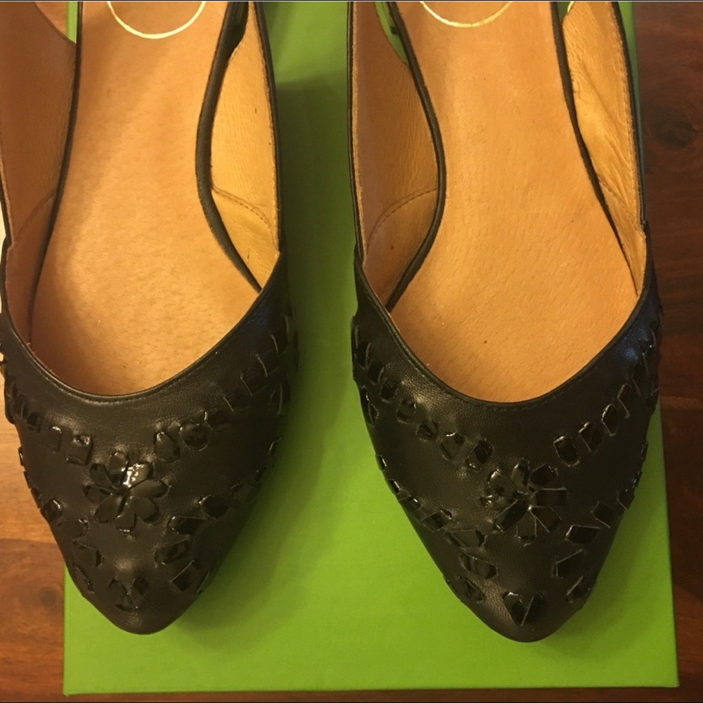 NEW JACK ROGERS RORY BLACK LEATHER SLINGBACKS -7 - Picture 5 of 7